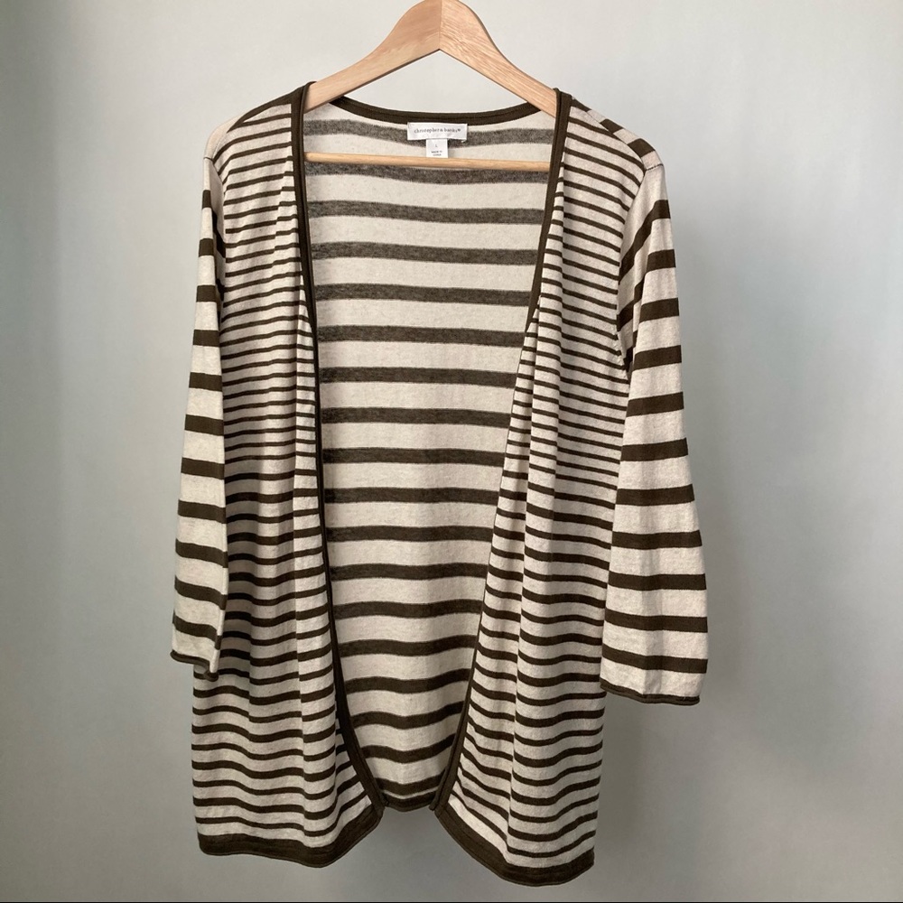 Christopher & Banks Brown and Cream Striped Cardigan